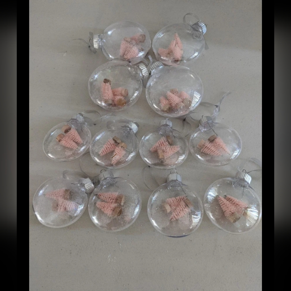 Christmas Holiday Pink Tree Ornaments Nostalgia Festive Decor Winter Wonderland